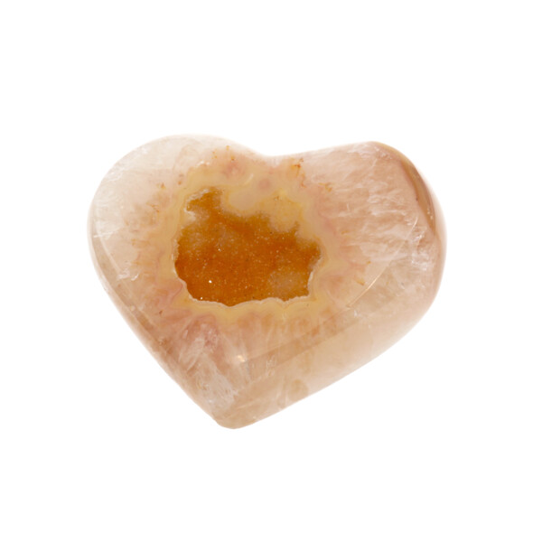 Closeup photo of Agate Heart with Druze Pocket - Yellow Agate with Yellow Druze