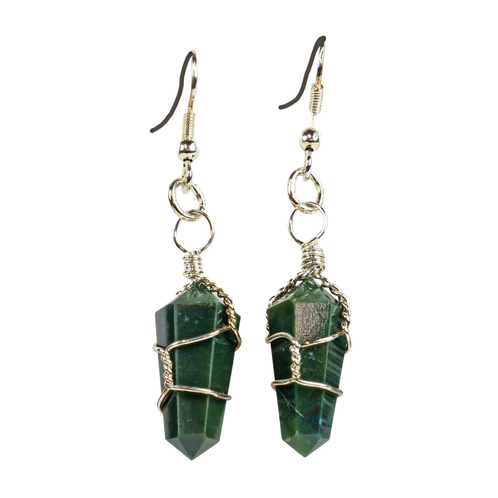 Image 2 for Bloodstone Wire Wrapped Earrings