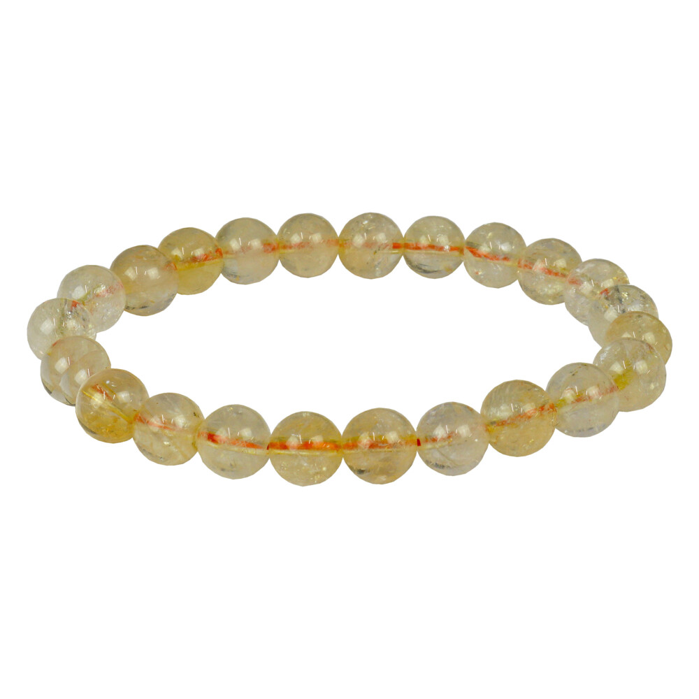 <font size="4"><span style="font-family: "EB Garamond";">Citrine Bracelet 8mm</span></font><div style="position: initial; margin: initial; font-family: "EB Garamond";"><span style="font-size: 1.2rem; color: rgb(0, 0, 0);">"Gem of Will Power and Success”</span><br></div><div style="position: initial; margin: initial; font-family: "EB Garamond";"><p style="margin: initial; font-variant-numeric: normal; font-variant-east-asian: normal; font-stretch: normal; line-height: normal; font-family: "EB Garamond"; color: rgb(0, 0, 0); position: initial;"><span style="position: initial; margin: initial; font-family: "EB Garamond";"><font size="4">Citrine </font></span><span style="font-size: 1.2rem;">is a form of quartz mainly comprised of iron sulfur FE3 + trace</span></p><p style="margin: initial; font-variant-numeric: normal; font-variant-east-asian: normal; font-stretch: normal; line-height: normal; font-family: "EB Garamond"; color: rgb(0, 0, 0); position: initial;"><font size="4">mineral, with color ranging from a deep honey amber to a soft golden</font></p><p style="margin: initial; font-variant-numeric: normal; font-variant-east-asian: normal; font-stretch: normal; line-height: normal; font-family: "EB Garamond"; color: rgb(0, 0, 0); position: initial;"><font size="4">tone. Citrine’s druse (micro crystal structure) is especially effervescent</font></p><p style="margin: initial; font-variant-numeric: normal; font-variant-east-asian: normal; font-stretch: normal; line-height: normal; font-family: "EB Garamond"; color: rgb(0, 0, 0); position: initial;"><font size="4">with six-sided crystals. Citrine aids in mental and intellectual functions.</font></p><p style="margin: initial; font-variant-numeric: normal; font-variant-east-asian: normal; font-stretch: normal; line-height: normal; font-family: "EB Garamond"; color: rgb(0, 0, 0); position: initial;"><font size="4">Increases self-esteem and energy; balances and dissipates negative</font></p><p style="margin: initial; font-variant-numeric: normal; font-variant-east-asian: normal; font-stretch: normal; line-height: normal; font-family: "EB Garamond"; color: rgb(0, 0, 0); position: initial;"><font size="4">energy. Citrine encourages the flow of abundance in life, and is purport</font><font size="4">-</font><span style="font-size: 1.2rem;">ed</span></p><p style="margin: initial; font-variant-numeric: normal; font-variant-east-asian: normal; font-stretch: normal; line-height: normal; font-family: "EB Garamond"; color: rgb(0, 0, 0); position: initial;"><span style="font-size: 1.2rem;"> to bring good fortune, sometimes in very unexpected ways. Cherished</span></p><p style="margin: initial; font-variant-numeric: normal; font-variant-east-asian: normal; font-stretch: normal; line-height: normal; font-family: "EB Garamond"; color: rgb(0, 0, 0); position: initial;"><font size="4">for its golden color, Citrine connects with the 2nd and 3rd chakras, the</font></p><p style="font-variant-numeric: normal; font-variant-east-asian: normal; font-stretch: normal; line-height: normal; font-family: "EB Garamond"; color: rgb(0, 0, 0); position: initial; margin: initial;"><font size="4">Sacrum and Solar Plexus.</font></p><p style="font-variant-numeric: normal; font-variant-east-asian: normal; font-stretch: normal; line-height: normal; font-family: "EB Garamond"; color: rgb(0, 0, 0); position: initial; margin: initial;"><font size="4"><br style="position: initial; margin: initial; font-family: "EB Garamond";"></font></p><p style="font-variant-numeric: normal; font-variant-east-asian: normal; font-stretch: normal; line-height: normal; font-family: "EB Garamond"; color: rgb(0, 0, 0); position: initial; margin: initial;"><font size="4">Each item is unique and one of a kind. Nature's treasures do vary in their shape and color.</font></p></div> Citrine Bracelet 8mm