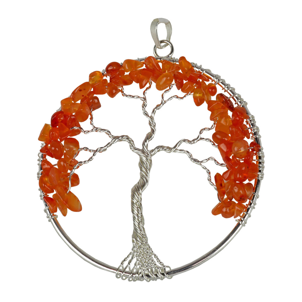<font size="4"><span style="font-family: "EB Garamond";">Carnelian Tree Of Life Pendant</span></font><div style="position: initial; margin: initial; font-family: "EB Garamond";"><font size="4"><span style="color: rgb(0, 0, 0); font-family: "EB Garamond";">“Gem of Courage”</span><br style="font-family: "EB Garamond";"></font></div><div style="position: initial; margin: initial; font-family: "EB Garamond";"><p style="margin: initial; font-variant-numeric: normal; font-variant-east-asian: normal; font-stretch: normal; line-height: normal; font-family: "EB Garamond"; color: rgb(0, 0, 0); position: initial;"><span style="position: initial; margin: initial; font-family: "EB Garamond";"><font size="4">Carnelian </font></span><span style="font-size: 1.2rem;">aka. </span><span style="font-size: 1.2rem;">cornelian</span><span style="font-size: 1.2rem;">, is a translucent, reddish orange variety of</span></p><p style="margin: initial; font-variant-numeric: normal; font-variant-east-asian: normal; font-stretch: normal; line-height: normal; font-family: "EB Garamond"; color: rgb(0, 0, 0); position: initial;"><font size="4">chalcedony or agate. Its various shades of red are due to differing levels</font></p><p style="margin: initial; font-variant-numeric: normal; font-variant-east-asian: normal; font-stretch: normal; line-height: normal; font-family: "EB Garamond"; color: rgb(0, 0, 0); position: initial;"><font size="4">of iron oxide. Stones may be uniformly colored or faintly banded.</font></p><p style="margin: initial; font-variant-numeric: normal; font-variant-east-asian: normal; font-stretch: normal; line-height: normal; font-family: "EB Garamond"; color: rgb(0, 0, 0); position: initial;"><font size="4">Carnelian is found in India, Brazil and Uruguay. Carnelian restores the</font></p><p style="margin: initial; font-variant-numeric: normal; font-variant-east-asian: normal; font-stretch: normal; line-height: normal; font-family: "EB Garamond"; color: rgb(0, 0, 0); position: initial;"><font size="4">natural energy flows of your body and helps stabilize energies in the</font></p><p style="margin: initial; font-variant-numeric: normal; font-variant-east-asian: normal; font-stretch: normal; line-height: normal; font-family: "EB Garamond"; color: rgb(0, 0, 0); position: initial;"><font size="4">home. Once thought of, to still the blood and calm the temper, it may also</font></p><p style="margin: initial; font-variant-numeric: normal; font-variant-east-asian: normal; font-stretch: normal; line-height: normal; font-family: "EB Garamond"; color: rgb(0, 0, 0); position: initial;"><font size="4">help ease or remove sorrows. Promoting positive life choices, and</font></p><p style="margin: initial; font-variant-numeric: normal; font-variant-east-asian: normal; font-stretch: normal; line-height: normal; font-family: "EB Garamond"; color: rgb(0, 0, 0); position: initial;"><font size="4">dispelling apathy; Carnelian motivates for success and is useful for</font></p><p style="margin: initial; font-variant-numeric: normal; font-variant-east-asian: normal; font-stretch: normal; line-height: normal; font-family: "EB Garamond"; color: rgb(0, 0, 0); position: initial;"><font size="4">overcoming abuse of any kind</font></p><p style="margin: initial; font-variant-numeric: normal; font-variant-east-asian: normal; font-stretch: normal; line-height: normal; font-family: "EB Garamond"; color: rgb(0, 0, 0); position: initial;"><font size="4"><br></font></p><div style="position: initial; margin: initial; font-family: "EB Garamond";"><p style="font-variant-numeric: normal; font-variant-east-asian: normal; font-stretch: normal; line-height: normal; font-family: "EB Garamond"; color: rgb(0, 0, 0); position: initial; margin: initial;"><font size="4">Each item is unique and one of a kind. Nature's treasures do vary in their shape and color.</font></p></div></div> Carnelian Tree Of Life Pendant