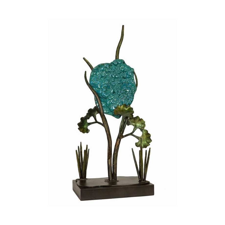 <font size="4"><span style="font-family: Arial;"><font size="4"><span style="font-family: "EB Garamond";"><font size="4">Hand polished Chrysocolla resting effortlessly in a custom created hand-formed sculpture base. Gleaming with life and artistic interpretation, we present a concept to blend rare art of the earth with contemporary organic design.</font></span></font></span> </font> Polished Congo Chrysocolla In Forged Sculpture Base