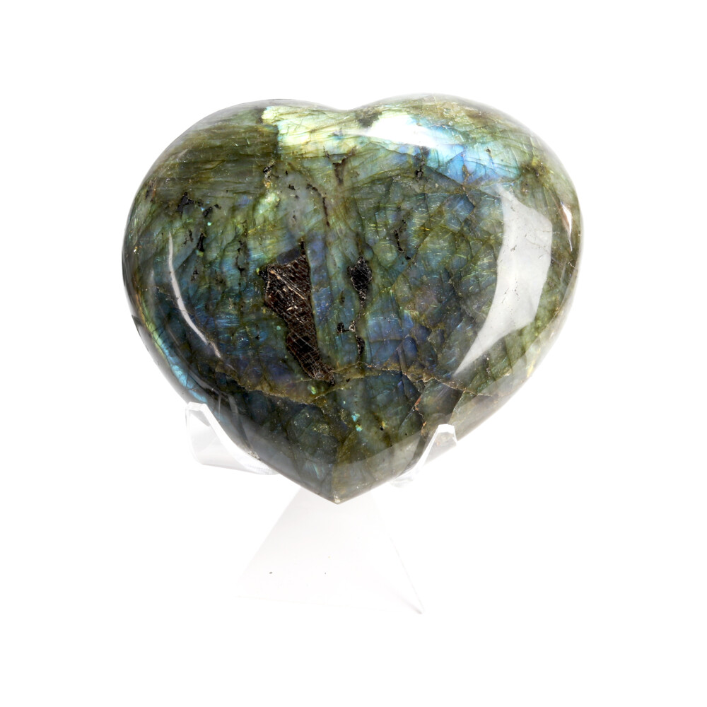 <font size="4" style="font-family: "EB Garamond";">Labradorite Heart In Cluster Stand</font><div style="position: initial; margin: initial; font-family: "EB Garamond";"><font size="4" style="font-family: "EB Garamond";"><br style="position: initial; margin: initial; font-family: "EB Garamond";"></font></div><div style="position: initial; margin: initial; font-family: "EB Garamond";"><p style="margin: initial; font-variant-numeric: normal; font-variant-east-asian: normal; font-stretch: normal; line-height: normal; font-family: "EB Garamond"; color: rgb(0, 0, 0); position: initial;"><font size="4" style="font-family: "EB Garamond";">“Gem of Voice”</font></p><p style="margin: initial; font-variant-numeric: normal; font-variant-east-asian: normal; font-stretch: normal; line-height: normal; font-family: "EB Garamond"; color: rgb(0, 0, 0); position: initial;"><font size="4" style="font-family: "EB Garamond";"><span style="position: initial; margin: initial; font-family: "EB Garamond";">Labradorite </span>is a form of feldspar with striated tabular crystallization</font></p><p style="margin: initial; font-variant-numeric: normal; font-variant-east-asian: normal; font-stretch: normal; line-height: normal; font-family: "EB Garamond"; color: rgb(0, 0, 0); position: initial;"><font size="4" style="font-family: "EB Garamond";">patterns. Meaning that with the perfect angle of light hitting the fine</font></p><p style="margin: initial; font-variant-numeric: normal; font-variant-east-asian: normal; font-stretch: normal; line-height: normal; font-family: "EB Garamond"; color: rgb(0, 0, 0); position: initial;"><font size="4" style="font-family: "EB Garamond";">layers, an exhilarating feeling can be achieved by the iridescent</font></p><p style="margin: initial; font-variant-numeric: normal; font-variant-east-asian: normal; font-stretch: normal; line-height: normal; font-family: "EB Garamond"; color: rgb(0, 0, 0); position: initial;"><font size="4" style="font-family: "EB Garamond";">reflections that naturally lie within this mysterious stone. Find yours!</font></p><p style="margin: initial; font-variant-numeric: normal; font-variant-east-asian: normal; font-stretch: normal; line-height: normal; font-family: "EB Garamond"; color: rgb(0, 0, 0); position: initial;"><font size="4" style="font-family: "EB Garamond";">With Labradorite’s iridescent and sometimes rainbow-like flashes of</font></p><p style="margin: initial; font-variant-numeric: normal; font-variant-east-asian: normal; font-stretch: normal; line-height: normal; font-family: "EB Garamond"; color: rgb(0, 0, 0); position: initial;"><font size="4" style="font-family: "EB Garamond";">color, it can be very beneficial in uniting all the chakras. While lighter</font></p><p style="margin: initial; font-variant-numeric: normal; font-variant-east-asian: normal; font-stretch: normal; line-height: normal; font-family: "EB Garamond"; color: rgb(0, 0, 0); position: initial;"><font size="4" style="font-family: "EB Garamond";">shades of blue carry the power of flexibility, relaxation, and balance;</font></p><p style="font-variant-numeric: normal; font-variant-east-asian: normal; font-stretch: normal; line-height: normal; font-family: "EB Garamond"; color: rgb(0, 0, 0); position: initial; margin: initial;"><font size="4" style="font-family: "EB Garamond";">darker shades encourage the power of truth. Mined in Madagascar.</font></p></div> Labradorite Heart In Cluster Stand
