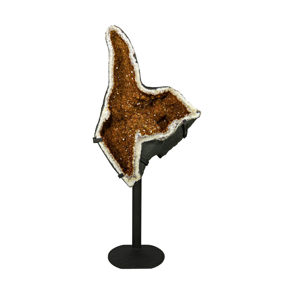 <font size="4"><span style="font-family: Arial;"><font size="4"><span style="font-family: Quicksand;"><font size="4"><span style="font-family: "EB Garamond";"><font size="4">Citrine Geode Pair on Fitted Separate Stands. Captivating Honey Amber Hue, this Impressive Geode Pair is the Decadent, Clean, Beautiful Statement Piece you have been searching for</font></span></font></span></font></span></font> Citrine Geode Pair On Fitted Separate Stands