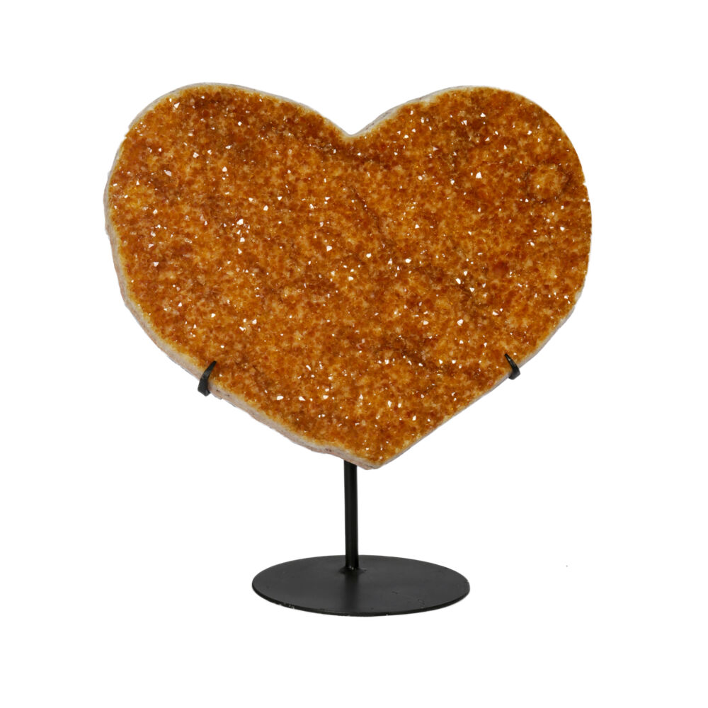 Citrine Druze Heart On Fitted Stand