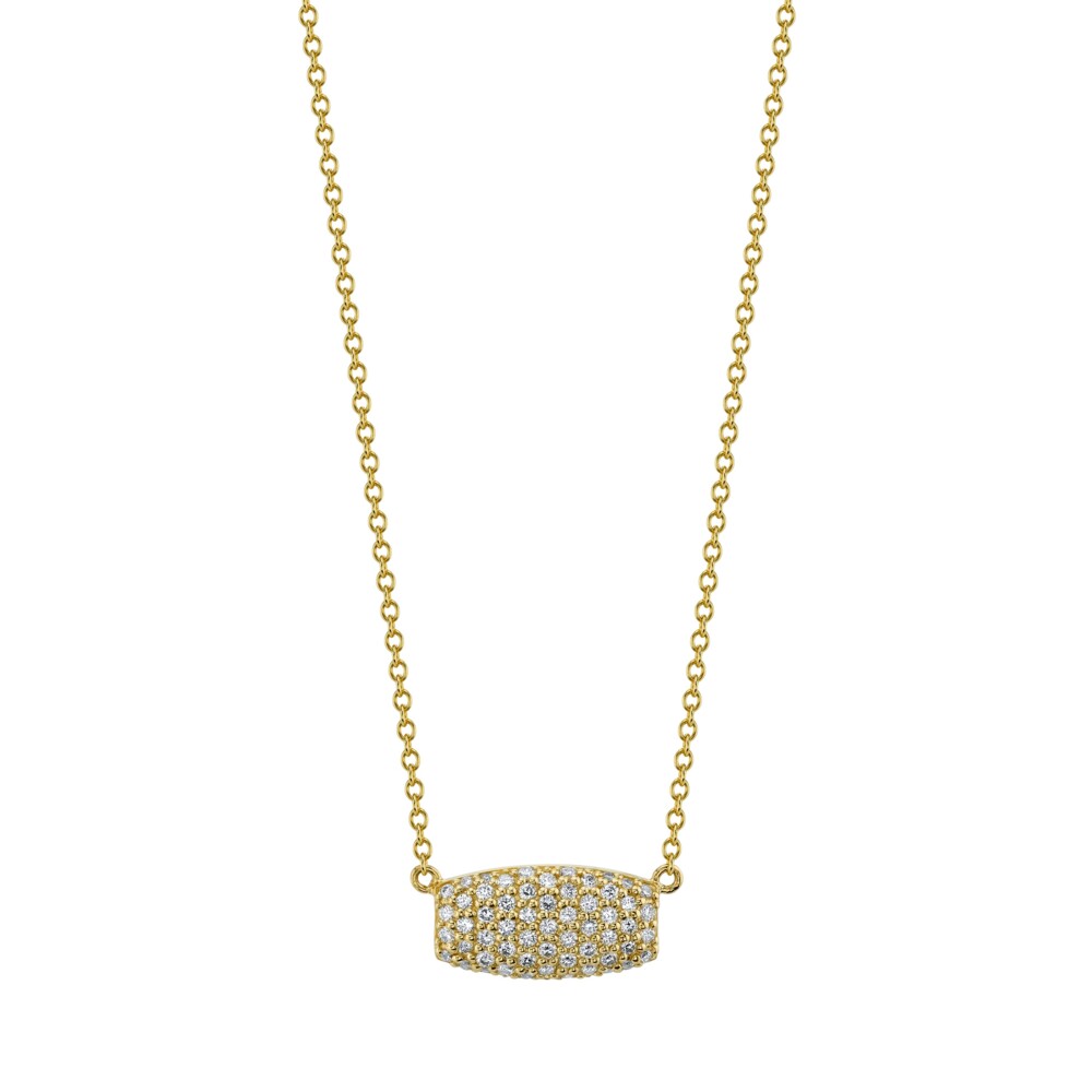 <span style="font-size: 16.8px; position: initial; margin: initial;">SLOANE STREET SIMPLE YET CLASSIC 18K GOLD PAVE DIAMOND “SAMANTHA” SHAPE PENDANT HANGS ON A 16” BOSTON CHAIN. THIS SWEET PENDANT IS THE PERFECT STAND-ALONE EVERYDAY STAPLE OR LAYER IT UP WITH ONE OF OUR ROSE CUT DIAMOND CHAINS TO CREATE A MORE IMPACTFUL LOOK.</span> Pave Diamond Pendant