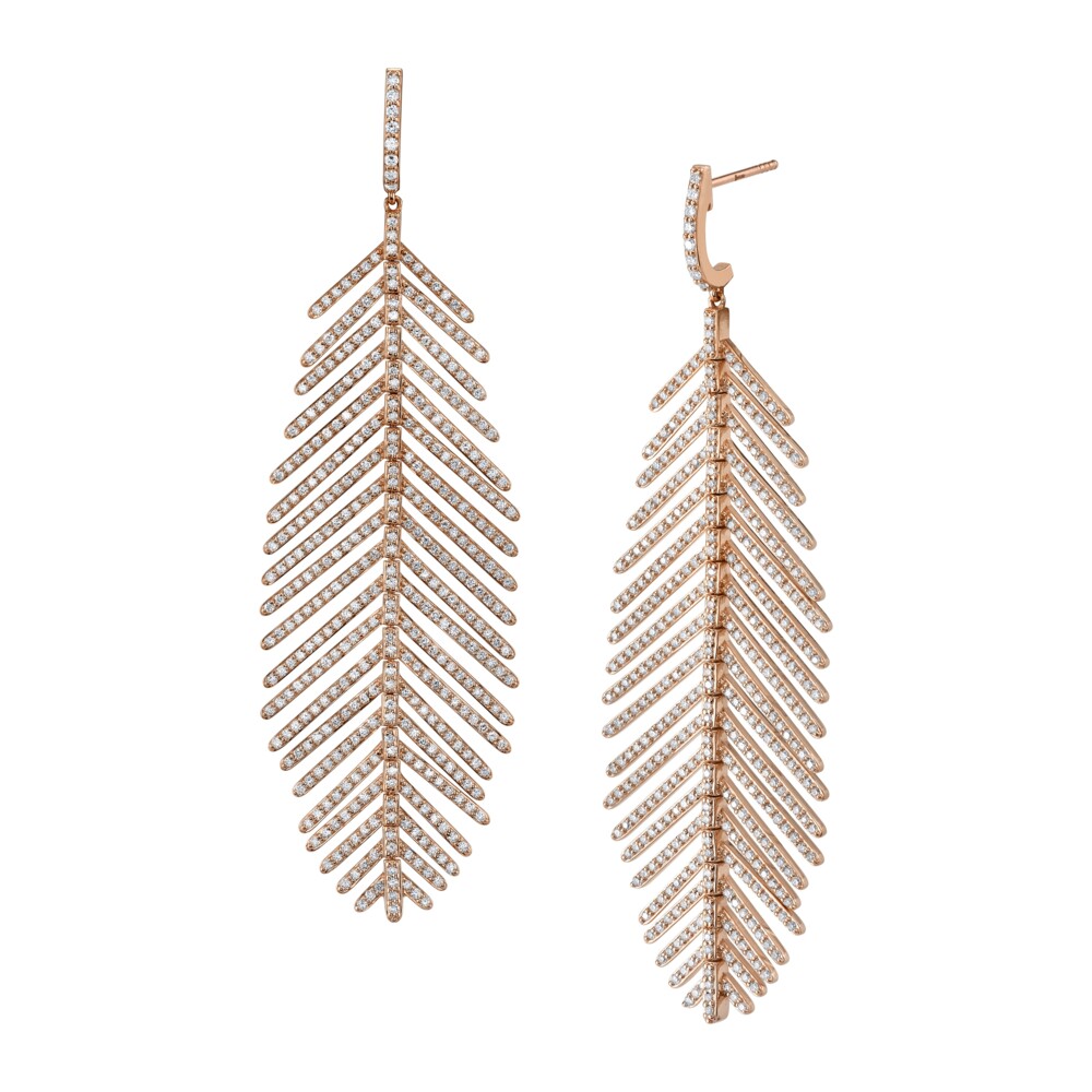 <span style="font-size: 16.8px; position: initial; margin: initial;">TAKE FLIGHT WITH OUR ICONIC SLOANE STREET MEDIUM 50MM FEATHER EARRING. EACH ELEMENT OF THE FEATHER IS HAND CRAFTED AND ARTICULATED WITH OVER 2.50 CARATS OF 486 BRILLIANT WHITE DIAMONDS, CREATING A STRIKING SPARKLE WITH EVERY MOVEMENT, WITH POST AND LARGE BACK CLOSURE IN 18K GOLD.</span> Pave Diamond Medium Feather Earrings