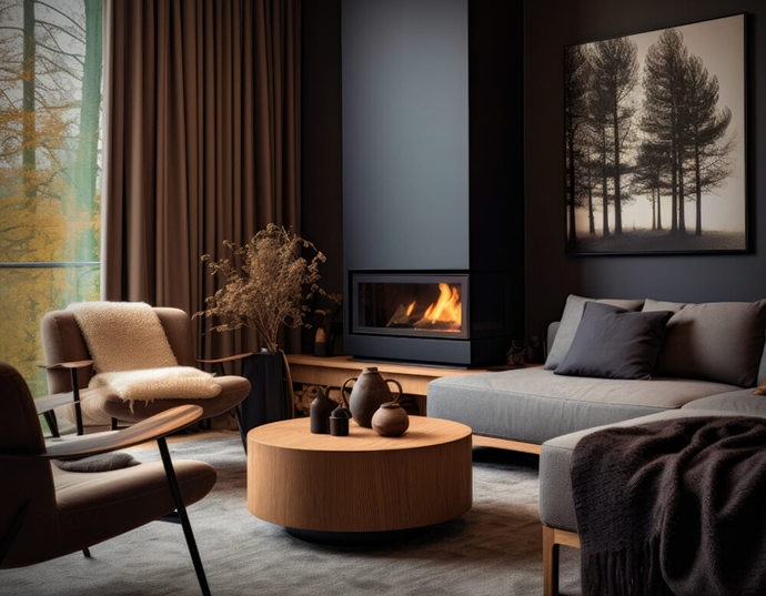 Detail of a curated, layered furniture vignette