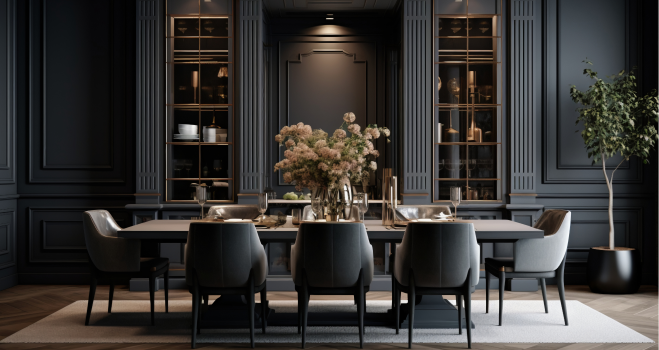 A carefully styled room with custom furniture
