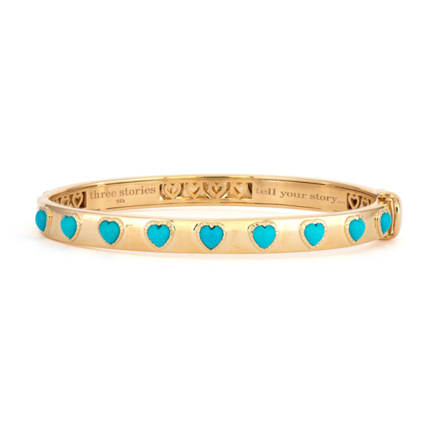 Closeup photo of Heart On The Line Continuous Heart Bangle