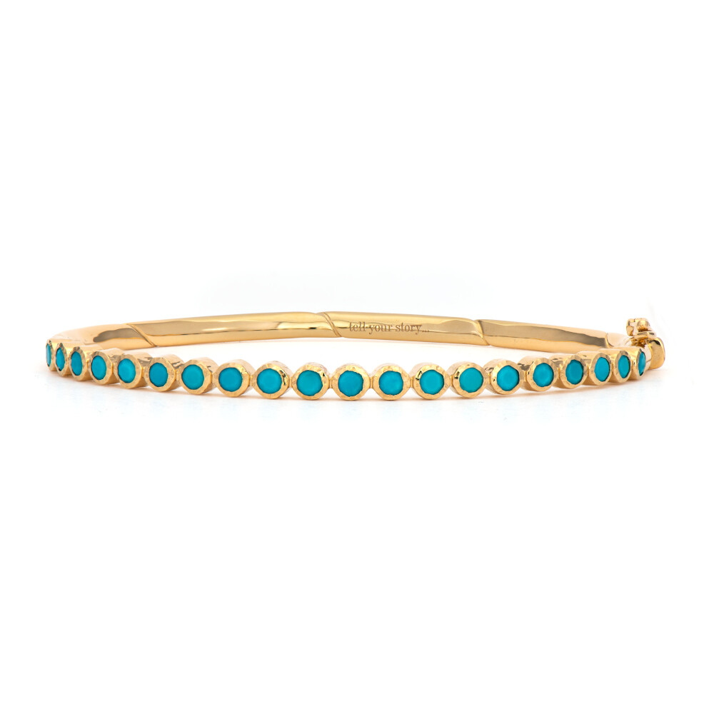 Classic Bezel Set Turquoise Bangle | Three Stories Jewelry