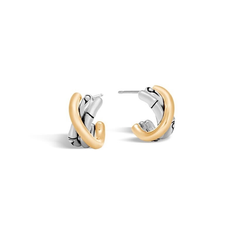 J Hoop Earrings Sterling Silver with 18K Gold