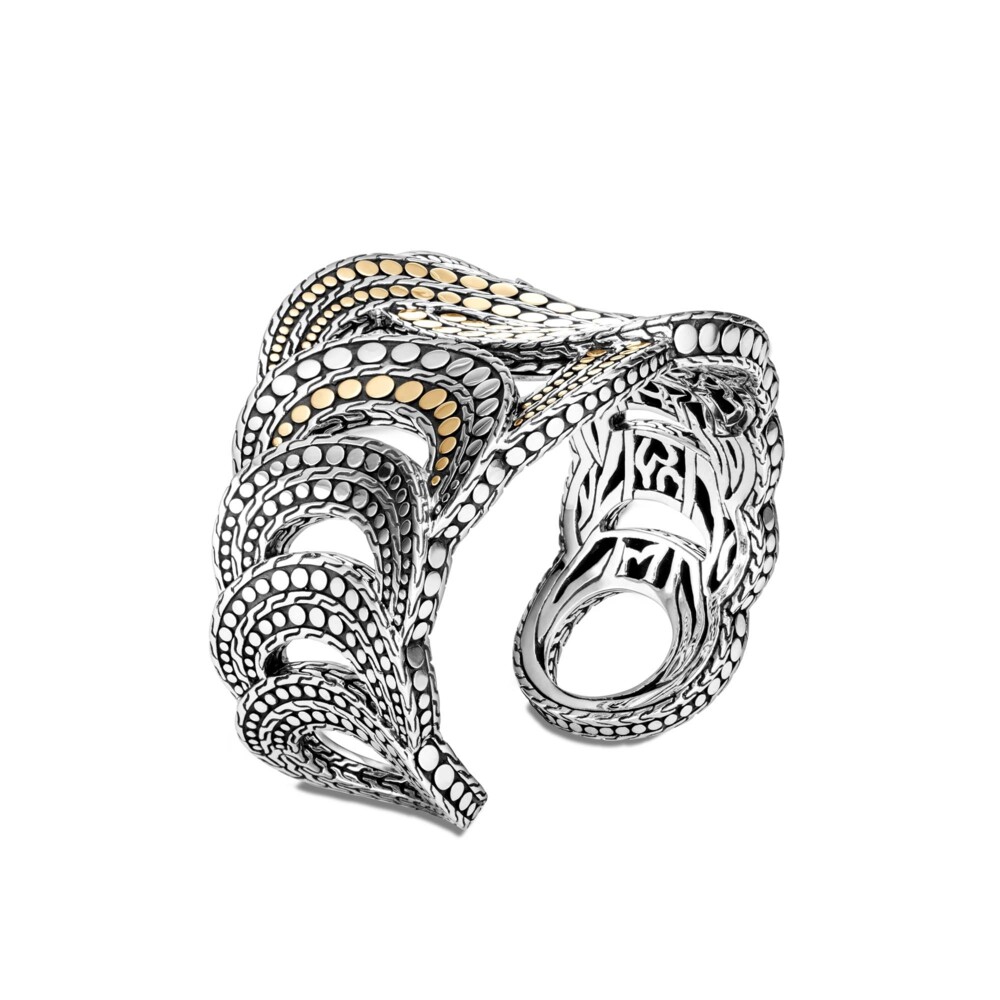 43MM Sterling Silver Cuff with 18K Yellow Gold Dot Cuff Sterling Silver with 18K Gold