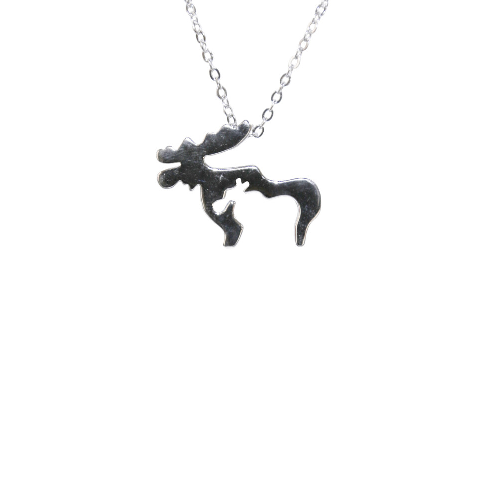 <span style="font-size: 16.8px; position: initial; margin: initial;">Sterling silver baby moose pendant, SS chain is included.</span> Baby Moose sterling silver necklace