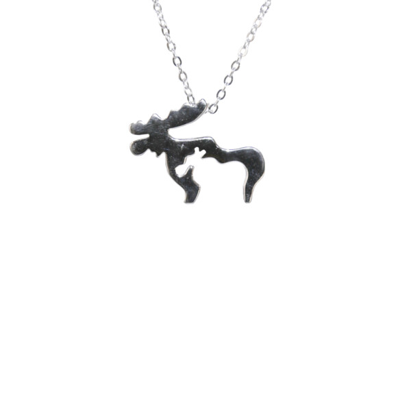 Closeup photo of Baby Moose sterling silver necklace