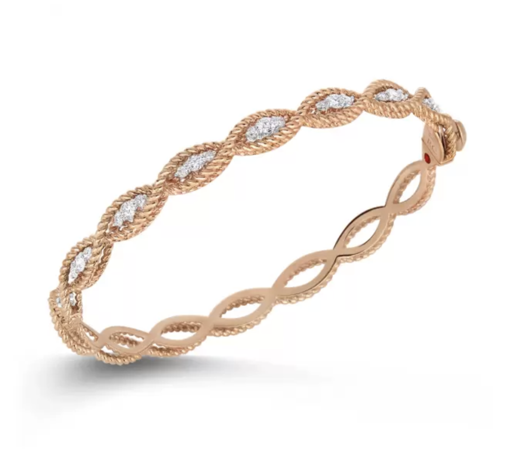 18kr gold Barocco 1 row dia 0.56ct bangle Rose Gold Barocco Bangle