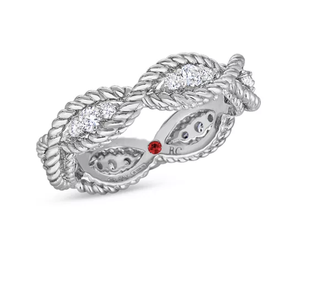 18kw gold barocco 1 row ring with 0.46ct diamonds White Gold Barocco Ring