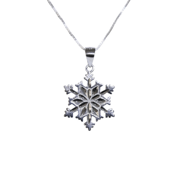 Closeup photo of Sterling Silver Breck Snowflake Necklace