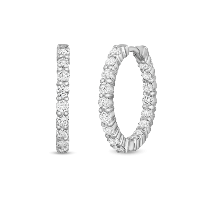 <div style="position: initial; margin: initial;">18k White Gold Small Inside Out Diamond Hoops<br style="position: initial; margin: initial;"></div>Diamond 1.95 CTW<div style="position: initial; margin: initial;">23mm</div> 18k WG Small Inside Out Diamond Hoops