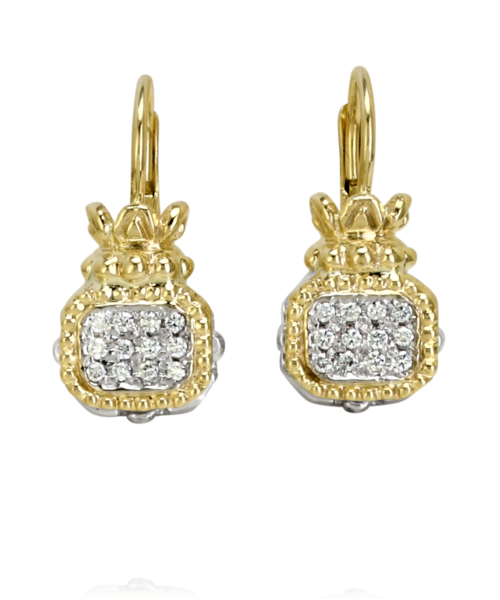 Closeup photo of Vahan 14k YG & SS Diamond Earrings