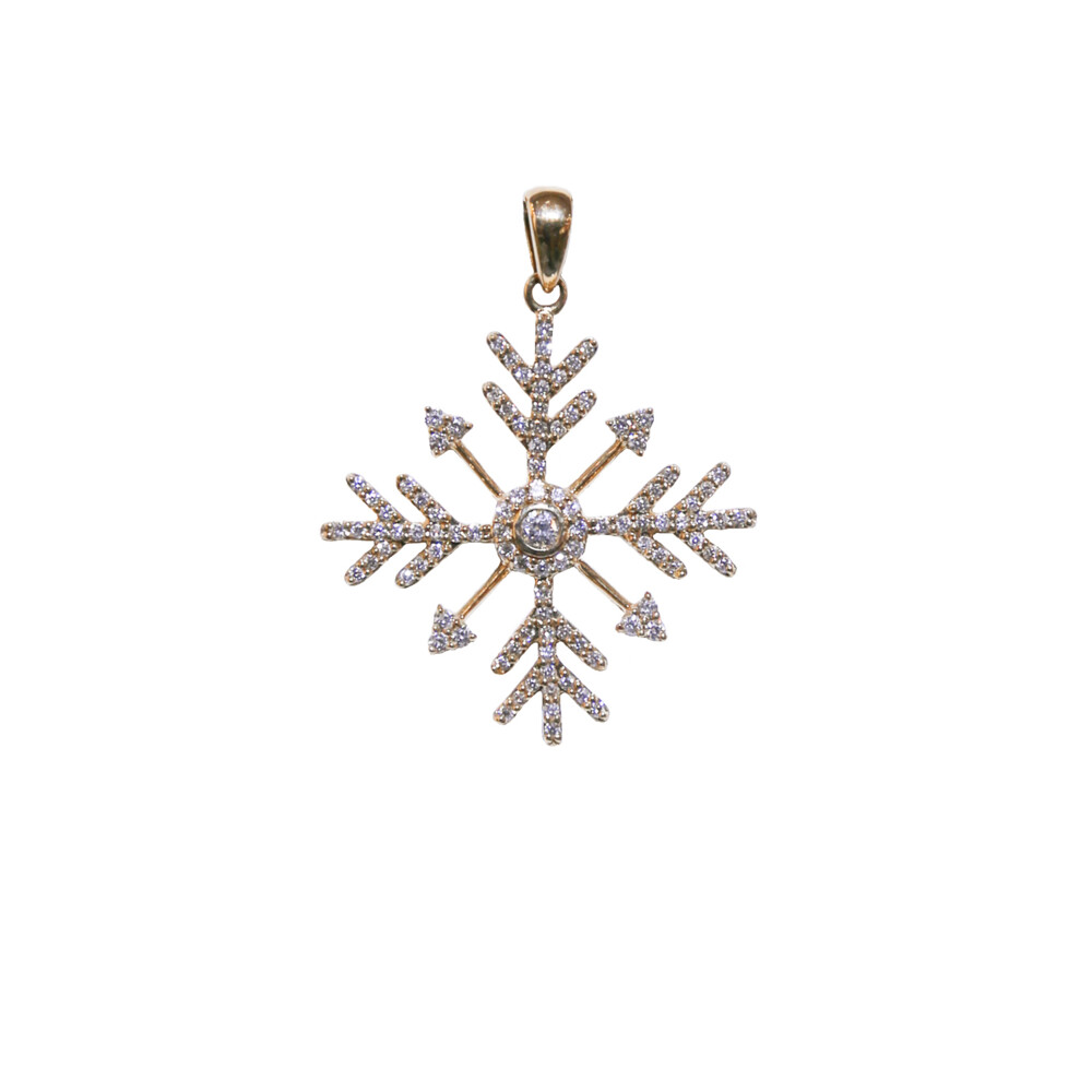 14KY Diamond Snowflake Pendant 