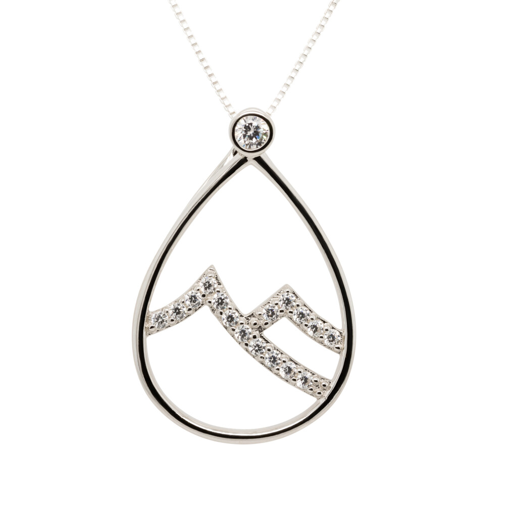 Large size, mountain teardrop pendant with white topaz Mountain Teardrop Topaz Pendant LG Base Product