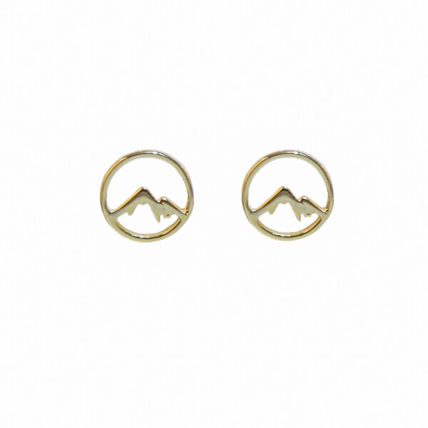 Closeup photo of Mountain Circle Gold Stud Earrings