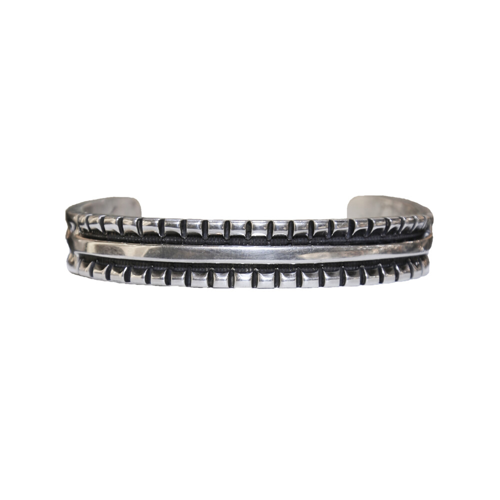 Sterling Silver Navajo Mens Cuff, 6 inches in total length. Sterling Silver Navajo Mens Cuff