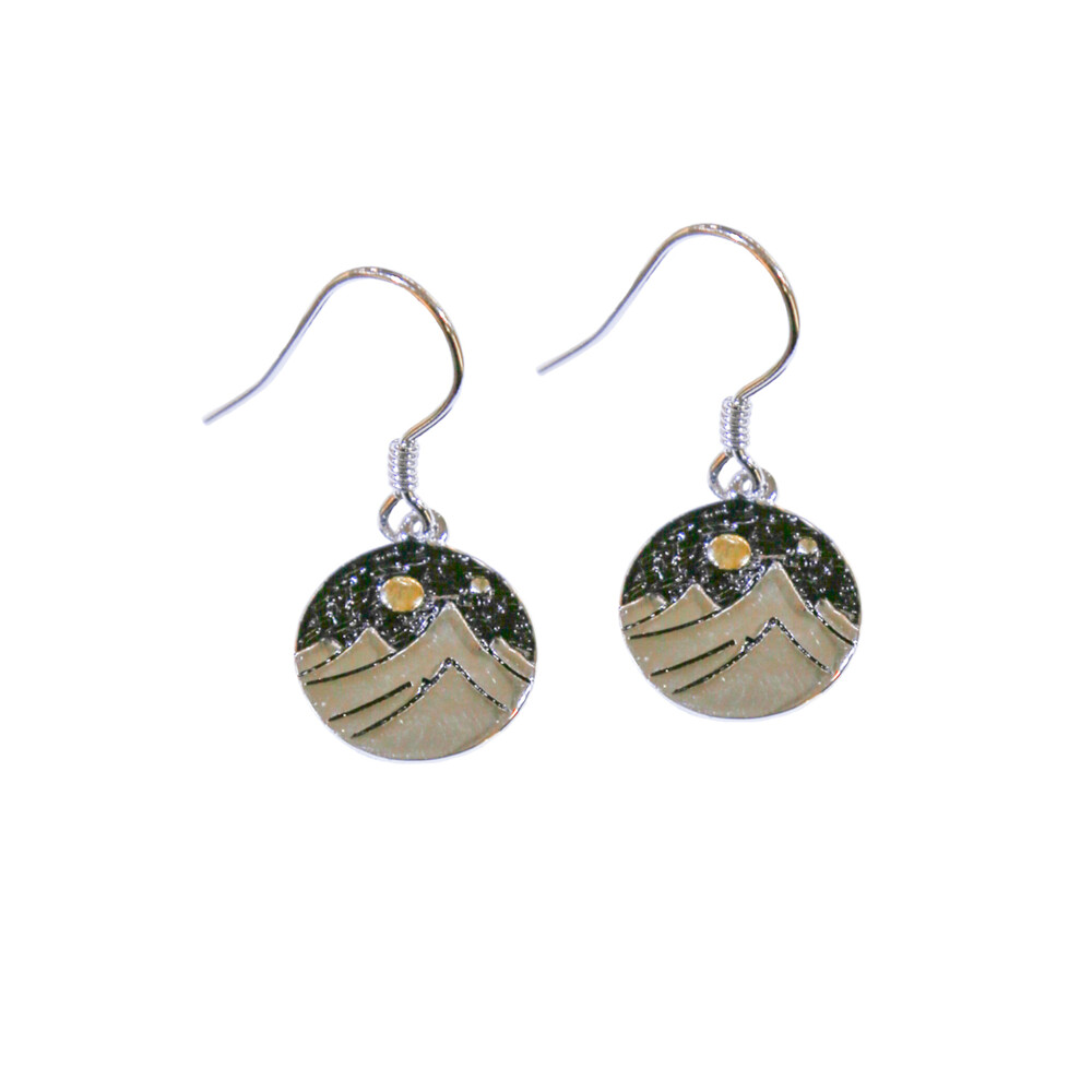 Mountain Night Sterling Silver Earrings with 18K Gold Mountain Night SS Earrings
