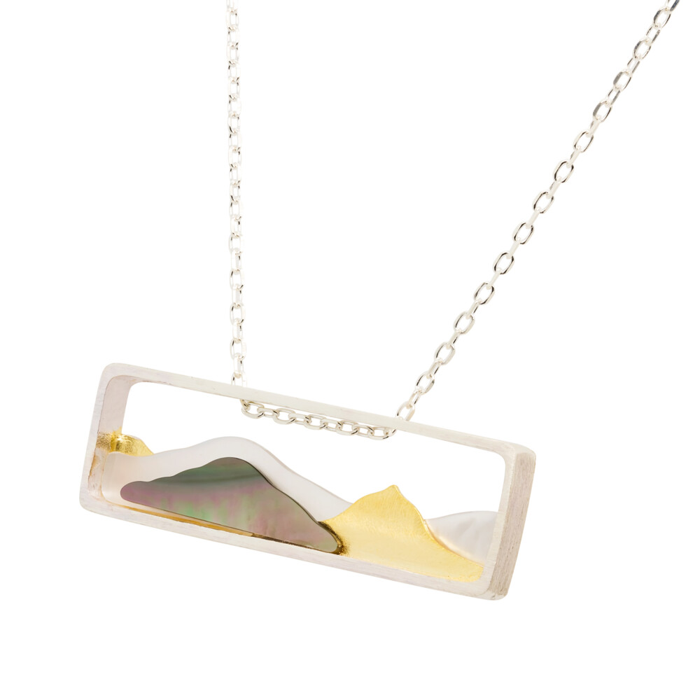 Mountain Range Abalone, MOP SS/Gold Plate Pendant