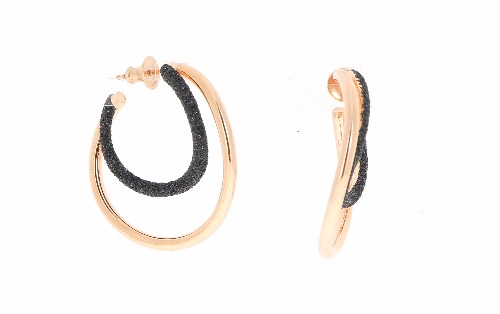 2-Tone Wave Polvere Earrings - Rose Gold Black Polvere 2-Tone Wave Polvere Earrings - Rose Gold Black Polvere