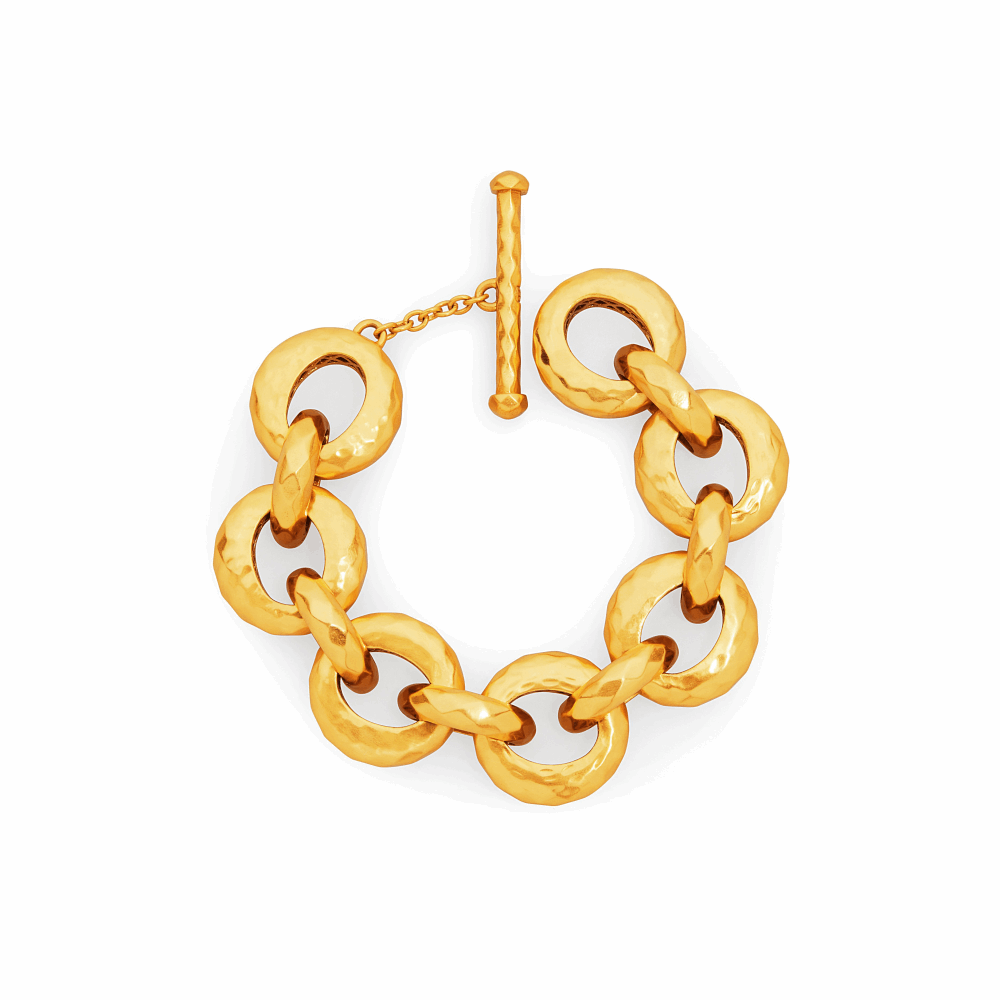 Luxurious gilded links with a glossy diamond-pattern finish, toggle closure. Measure 8 inches. Savannah Demi Link Bracelet