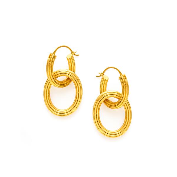 Golden links, made to wear as a single or double hoop, define this classic 2-in-1 earring. Byzantine 2-In-1 Earring