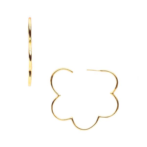 A floral silhouette design gives a hip, young spin to a basic gold hoop. - 24K gold plate - Diameter: Small 1 inch - Medium 1-3/4 inches - Large 2-1/4 inches Gardenia Hoop - 1aad671