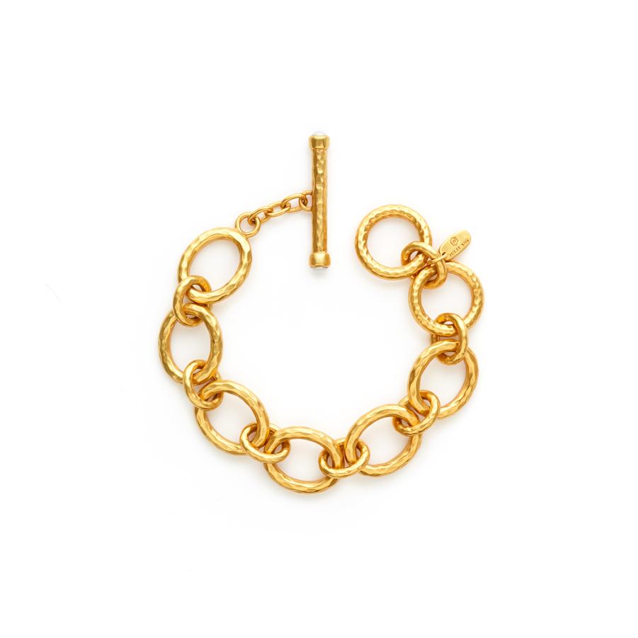 <div style="position: initial; margin: initial;">Lightly hammered links with a toggle finished with freshwater pearls. Bracelet measures 8 inches in length.</div> Catalina Small Link Bracelet