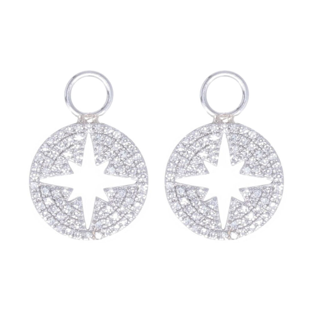 <div style="position: initial; margin: initial;"><span style="font-size: 11.2px; font-family: inherit;">Light and easy to wear as an every-day piece, these dazzling North Star cutout charms can be worn with huggie hoops or with diamond studs. Crafted using 14k white gold and diamonds. These will easily become on of your favorite pieces.</span><br></div> North Star Cutout Earring Charms 14k Gold with Diamonds