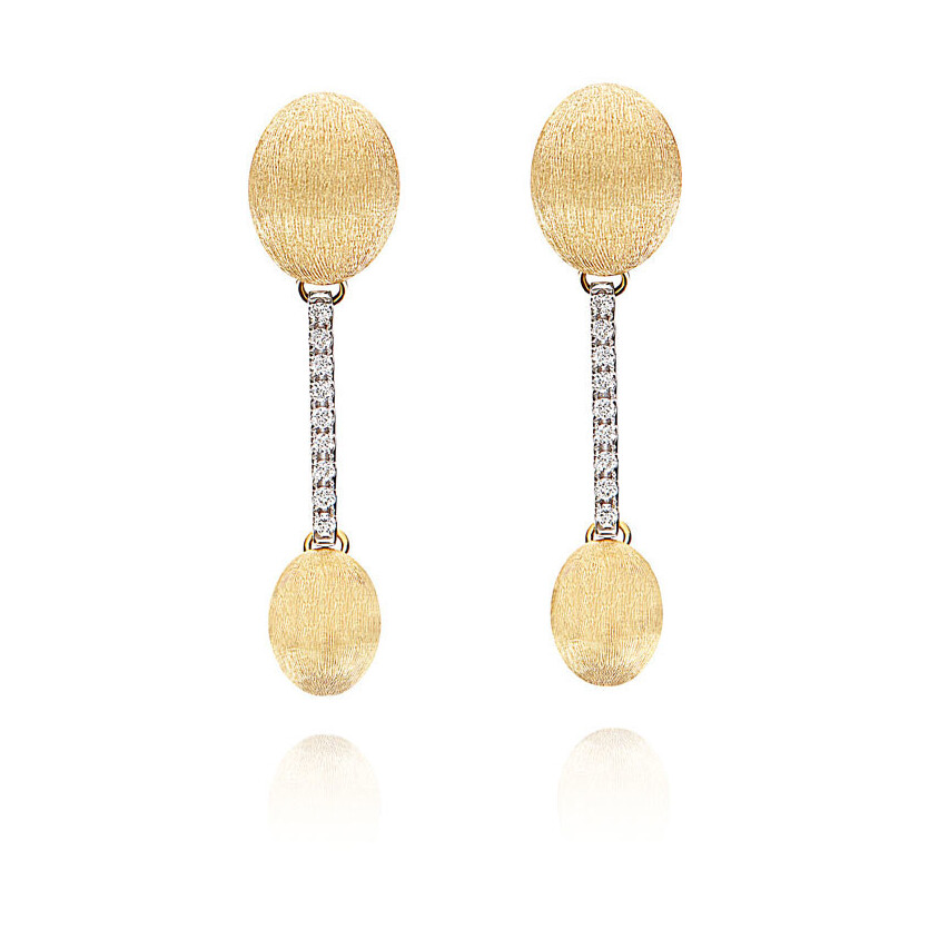 The delicacy of elegance meets the talent in these shiny earrings that marry diamonds with two 18 kt gold boules, hand-engraved by our artisans. These earrings have a total diamond weight of .14 carats.
<div style="position: initial; margin: initial;"><br style="position: initial; margin: initial;"></div><div style="position: initial; margin: initial;"><p style="color: rgb(0, 0, 0); margin: initial; padding: 0px; border: 0px; list-style: none; font-family: Montserrat, sans-serif; font-size: 16px; font-variant-numeric: inherit; font-variant-east-asian: inherit; font-stretch: inherit; line-height: 30px; vertical-align: baseline; position: initial;">The delicacy of elegance meets the talent in these shiny earrings that marry diamonds with two 18 kt gold boules, hand-engraved by our artisans. Laura, who tests each of her creations, has created special butterflies for these earrings, equipped with a little plate to support the upper part of the earring, ensuring a perfect wearability.<br style="margin: initial; padding: 0px; position: initial;"><br style="margin: initial; padding: 0px; position: initial;"><br style="margin: initial; padding: 0px; position: initial;">Ref. OS14-583</p><p style="color: rgb(0, 0, 0); margin: initial; padding: 0px; border: 0px; list-style: none; font-family: Montserrat, sans-serif; font-size: 16px; font-variant-numeric: inherit; font-variant-east-asian: inherit; font-stretch: inherit; line-height: 30px; vertical-align: baseline; position: initial;">DIAMONDS:<br style="margin: initial; padding: 0px; position: initial;">- Weight (total): 0.14 CT<br style="margin: initial; padding: 0px; position: initial;">- Clarity: VS<br style="margin: initial; padding: 0px; position: initial;">- Color: G<br style="margin: initial; padding: 0px; position: initial;">- Cut: round</p></div> Earring Pairs