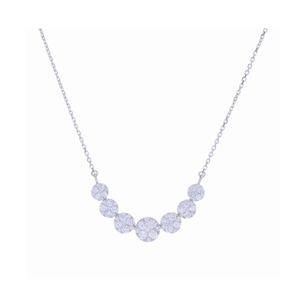This 14k white gold necklace contains 1.23 carats of prong set diamonds. This elegant and timeless necklace can be worn alone or layered, and for any occasion. Prong Round Diamond Pendant 1.23ct