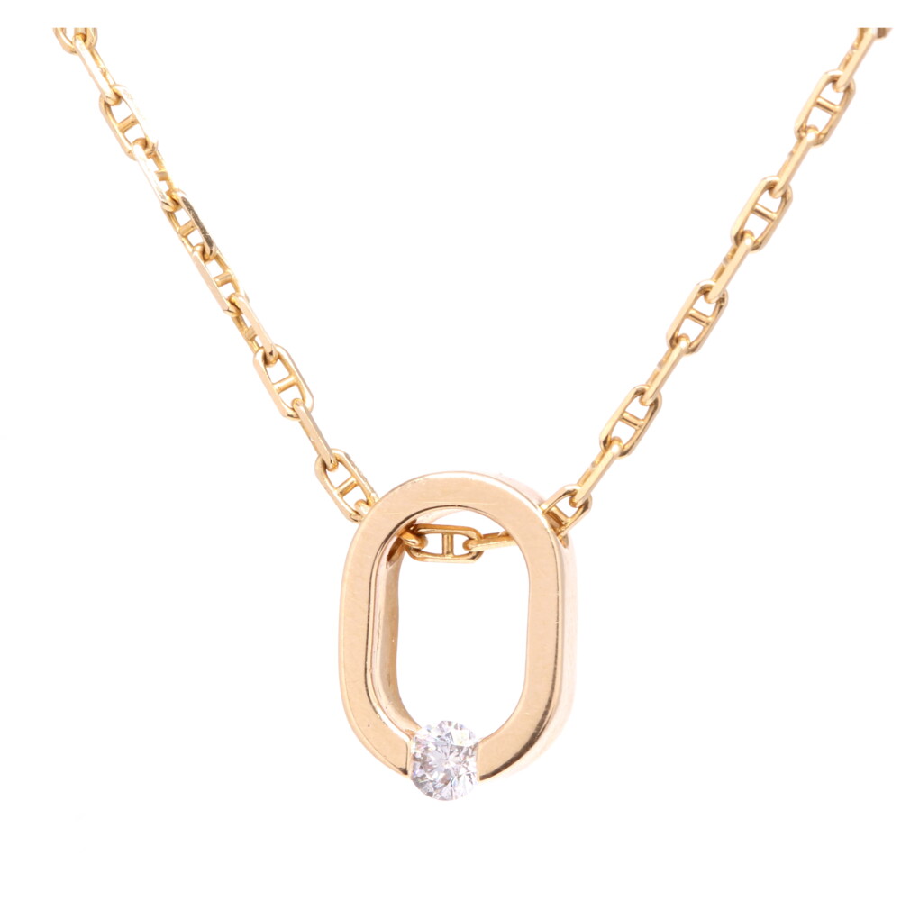 3/8" Tall 14K Yellow Gold COFFIN & TROUT Open "0" Diamond Pendant .07tcw 3.4g 18" Chain