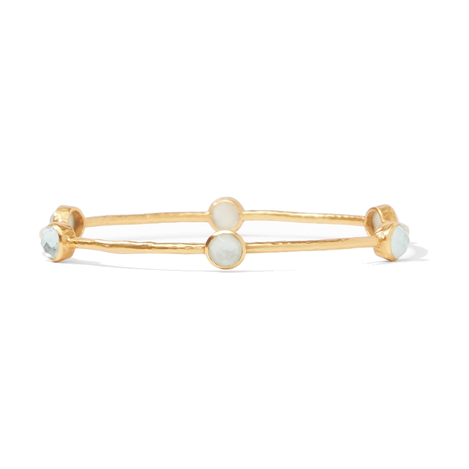 Adorned with small iridescent stones, this classy simple bracelet makes any outfit perfectly complete. Milano Luxe Bangle