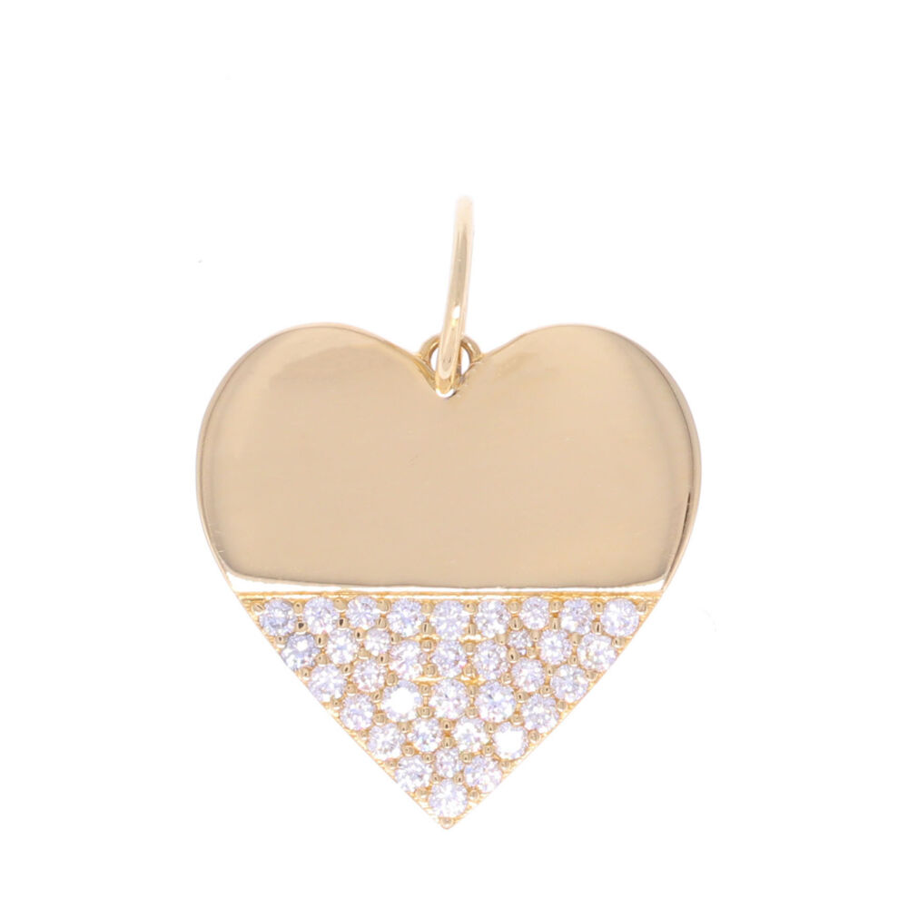 <font size="2">This 14k yellow gold heart pendant looks as if it has been dipped in sparkling diamonds. Perfect on its own, or marry it with others to create a look that is uniquely yours. Diamond weight: <span style="font-family: inherit;">0.45tcw</span></font> 14k Gold Heart Dipped in Diamonds