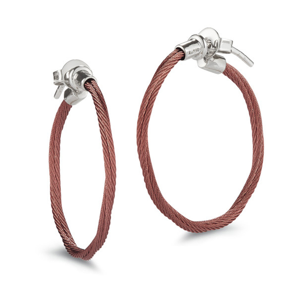<div>These light weight small hoop earrings feature Alor's signature heat treated steel cable, displayed in a twisted fashion. These are perfect everyday earrings, that are so comfortable you won't even know are there!</div><div><br></div><div><ul><li>Available in Grey/Black, Grey/Yellow, Yellow, Burgundy, and Blueberry</li><li>18k Gold Post</li><li>Lightweight</li><li>Closed Hoop Design</li></ul></div> Small Twisted Cable Hoop Earrings