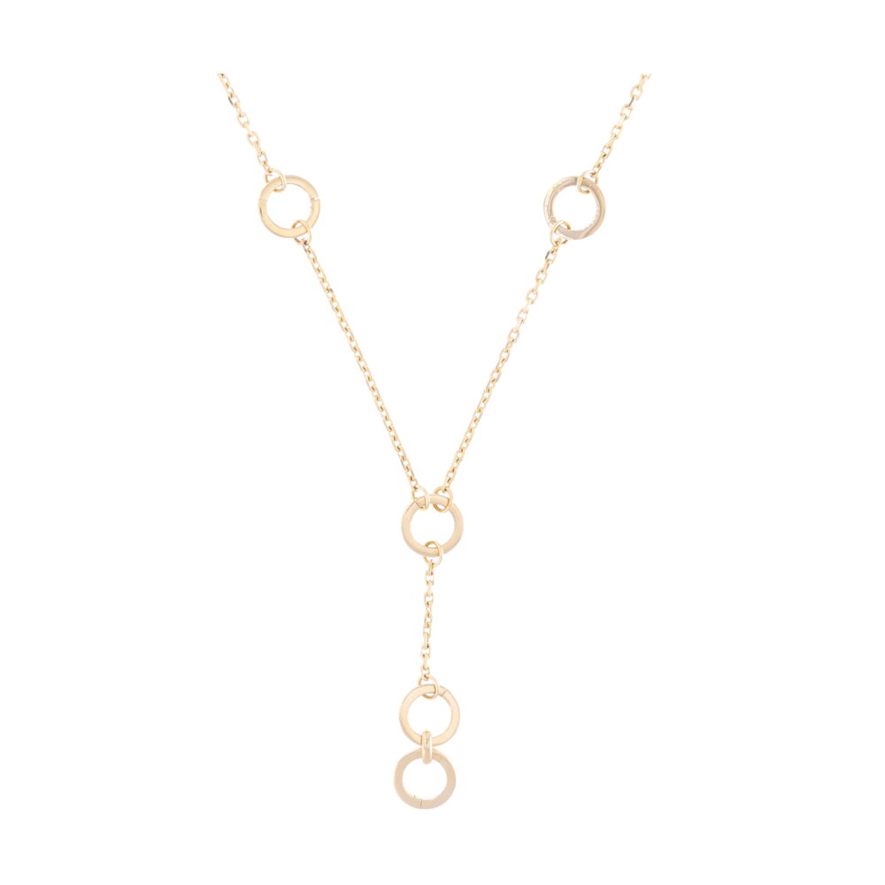 This lariat necklace, <span style="font-size: 16.8px;">handcrafted in </span>14k yellow gold, contains five gold rings which may be opened to hang pendants from or change the look and feel of the necklace by moving the rings around. Layer it up with a few more chains or chokers and add a few of our pendants to create a look that's perfect for you! <div><ul><li>5 Openable Stations</li></ul></div> 14k Gold Lariat Necklace with Five Openable Stations