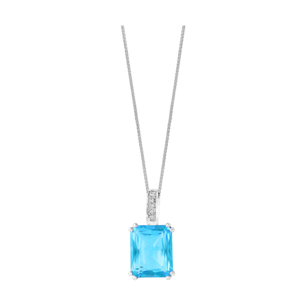 Center 7x5mm Octagon
14k GLD: 1.96
DIA: 0.02
C:3,45 14k White Gold Diamond and Swiss Blue Topaz Pendant with Chain