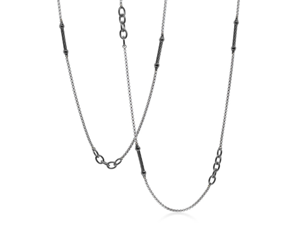Grey & Steel Grey Chain Reaction Necklace – ALOR Grey & Steel Grey Chain Reaction Necklace – ALOR