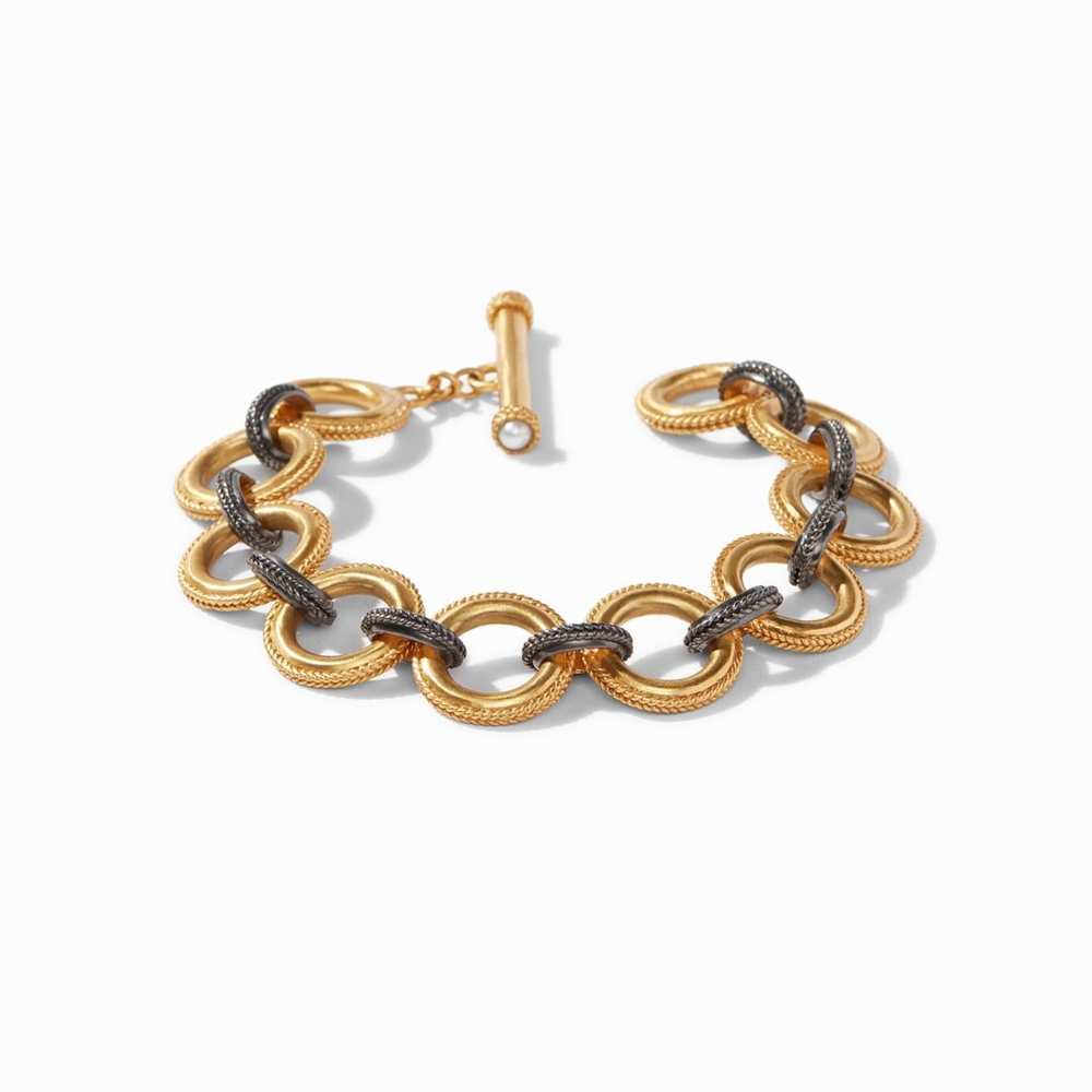 <div style="position: initial; margin: initial;">Elegant gilded links with classic chevron detail. Toggle decorated with freshwater pearls. This mixed metal design contains alternating Gold and Obsidian Black links. Adjustable length up to 8 inches.</div> Verona Link Bracelet in Mixed Metal
