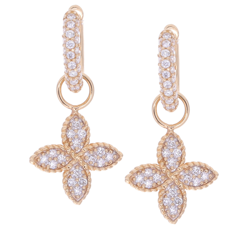 14k Yellow Gold Clover Earring Charms with 0.24tcw of Diamond (Hoop/Huggie Sold Separately Clover Earring Charms 0.24tcw