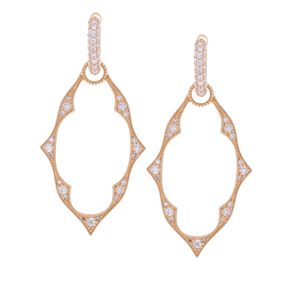 14k Yellow Gold Earring Charm Frame with 0.38tcw of Diamond (Huggies/Hoops Sold Separately) Large Earring Charm Frame