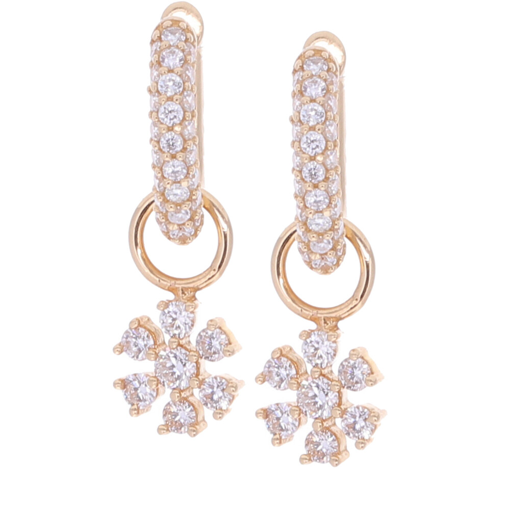 14k Yellow Gold Tiny Snowflake Earring Charms with 0.32tcw of Diamond (Huggies/Hoops Sold Separately) Tiny Snowflake Earring Charms