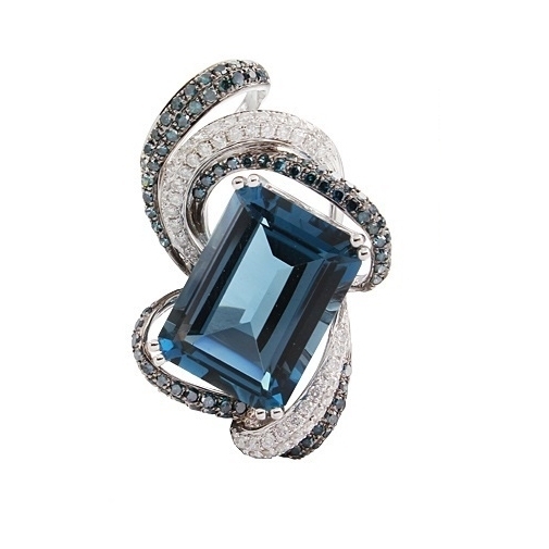 14k White Gold Diamond, Blue Topaz Diamond and London Blue Topaz Pendant with Chain
14k - 5.02g
DIA: 0.83tcw
Topaz - 14.13 London Blue Topaz Emerald Cut Pendant with Black & White Diamond Spray