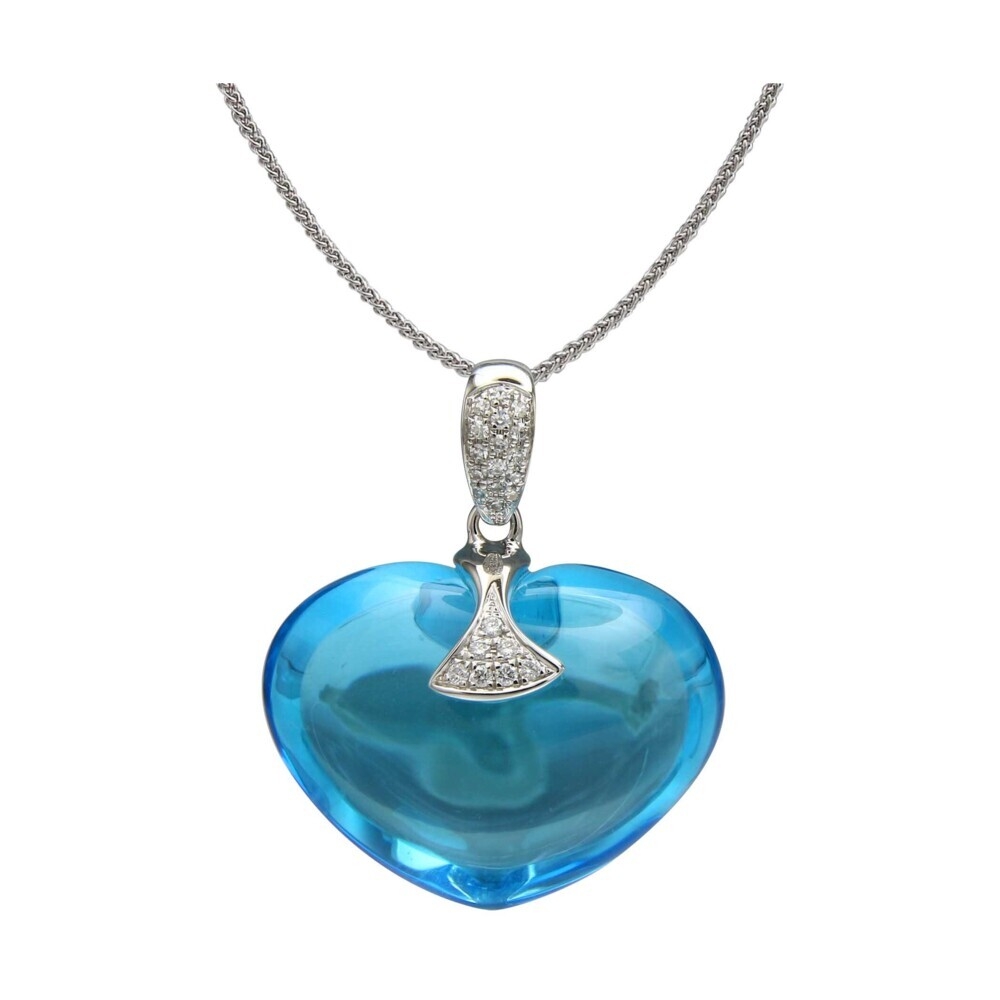 18k White Gold Diamond and Swiss Blue Topaz Pendant w/ Chain
18k: 3.04g
DIA: 0.10tcw
Topaz: 39.95ct 18k Large Heart Shaped Swiss Blue Topaz